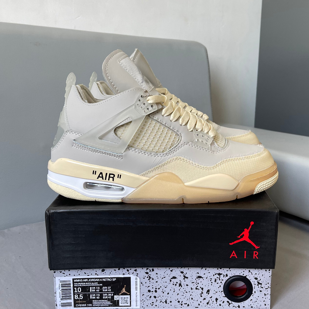 Giày Off White x Air Jordan 4 “Sail” CV9388-100 - BẢN CAO CẤP BOX NẮP CÓ LỖ