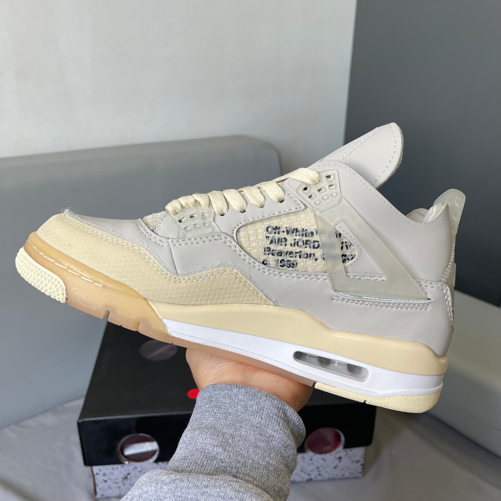 Giày Off White x Air Jordan 4 “Sail” CV9388-100 - BẢN CAO CẤP BOX NẮP CÓ LỖ