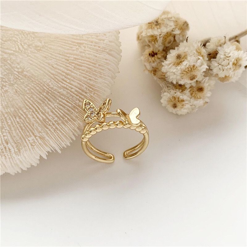 Nhẫn sét 4 nhẫn hình bướm phong cách sành điệu cho nữ