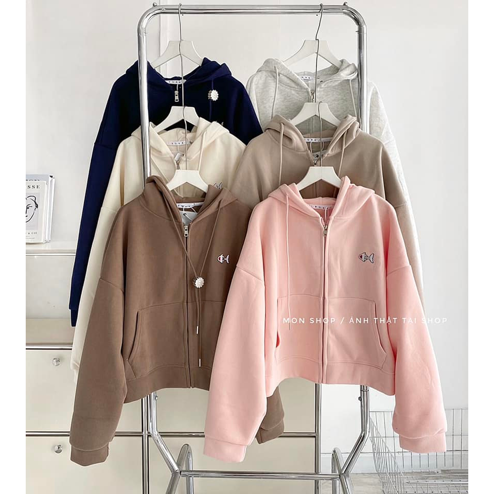 Khoác crop da cá thêu con cá 669238