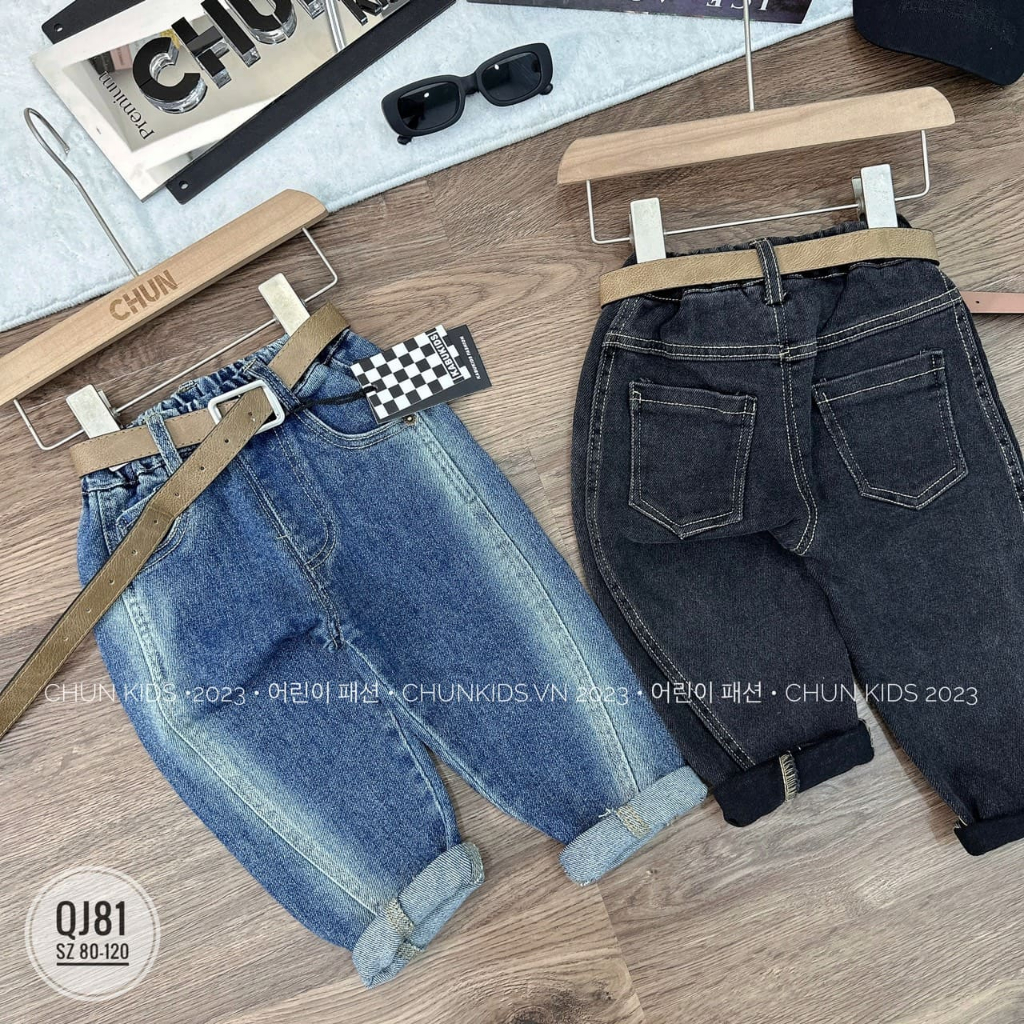 QJ81 - QUẦN jean 2 line gân chéo - 8901 cho Bé