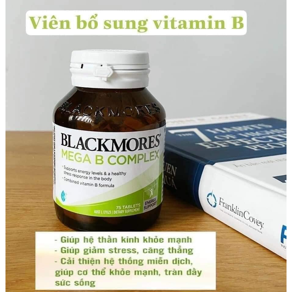 Viên uống bổ sung vitamin nhóm b Blackmores mega B complex 31 viên và 75 viên của Úc