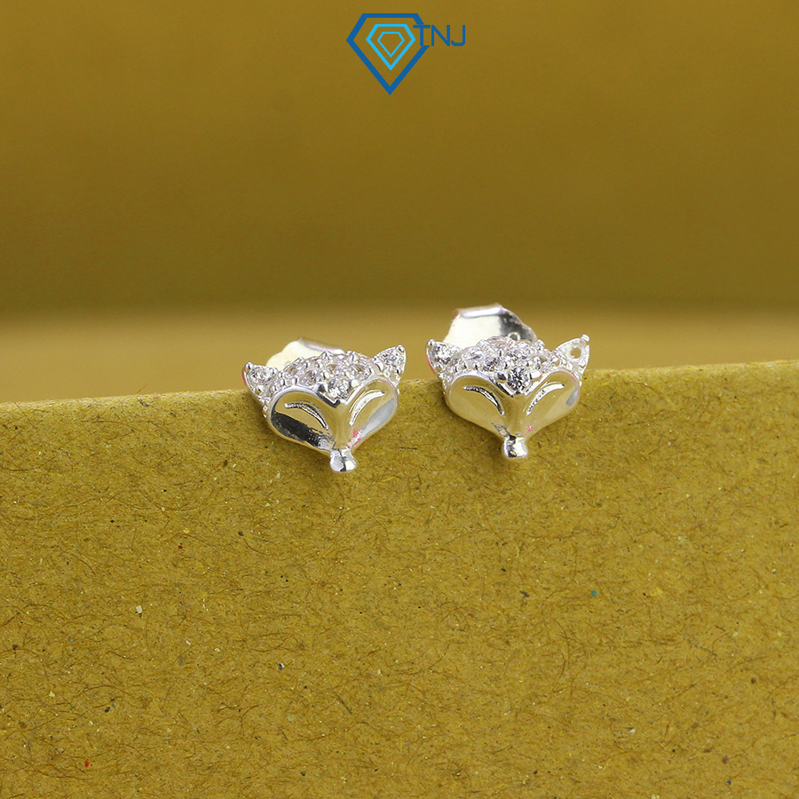 Khuyên tai hồ ly bạc nữ đính đá xinh xắn TNJ JEWELRY, bông tai bạc 925 cá tính thời trang nữ BTN0227 - Trang Sức TNJ