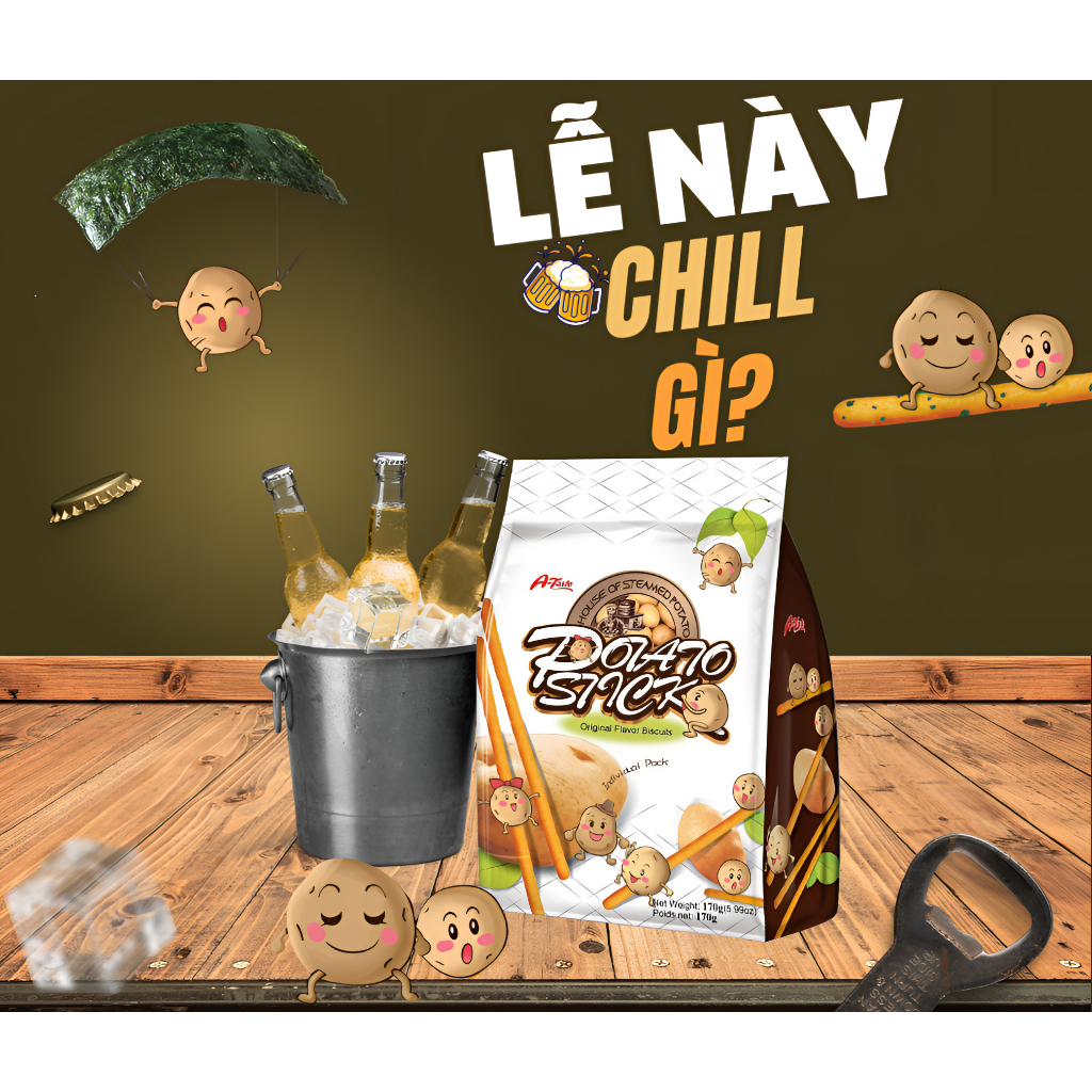 Bánh A-Taste 100% khoai tây potato que và thin cracker 4 vị mặn giòn