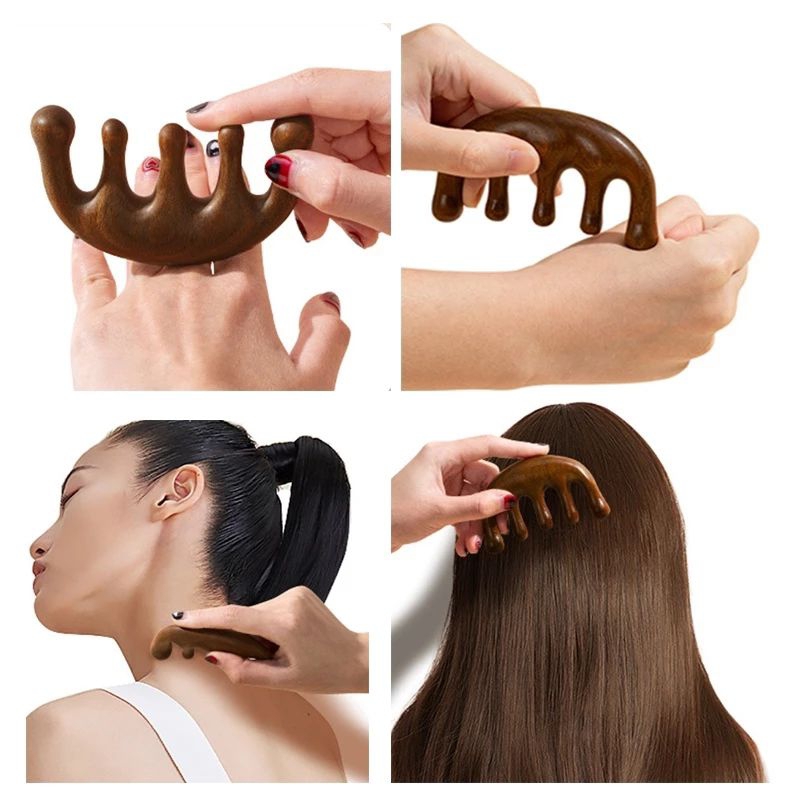 *FREESHIP*LƯỢC GỖ ĐÀN HƯƠNG  MASSAGE DA ĐẦU THÔNG KINH MẠCH CHỐNG TĨNH ĐIỆN