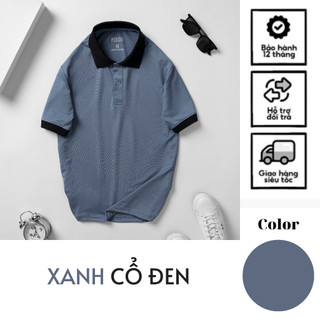 Áo thun polo nam vải cá sấu cvc thoáng mát lịch sự màu XANH CỔ ĐEN