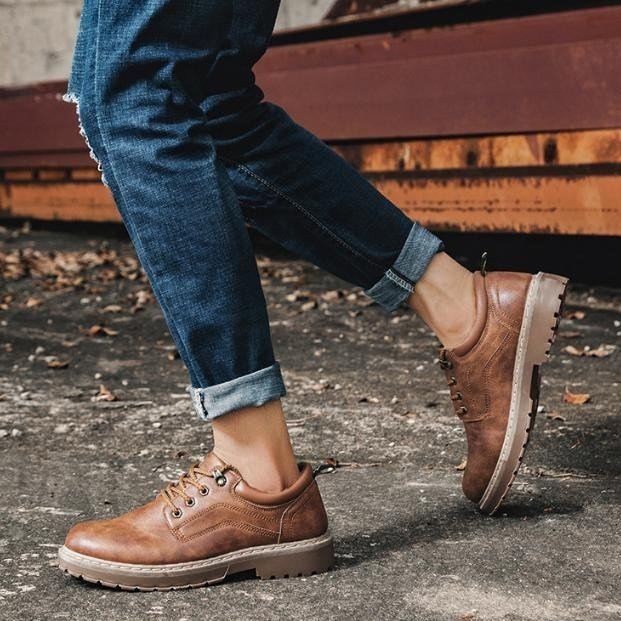 Giày Boot Nam Cổ Thấp Đế Khâu 2 Màu RITI GN440