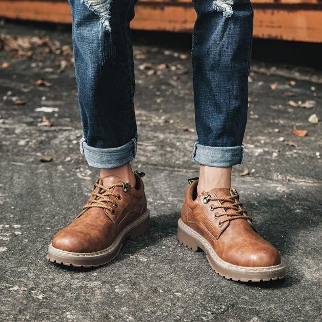 Giày Boot Nam Cổ Thấp Đế Khâu 2 Màu RITI GN440