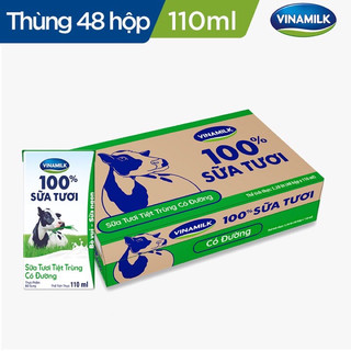 Sữa tươi vinamilk 100% 110ml có đường thùng 48 hộp - shop thái hà