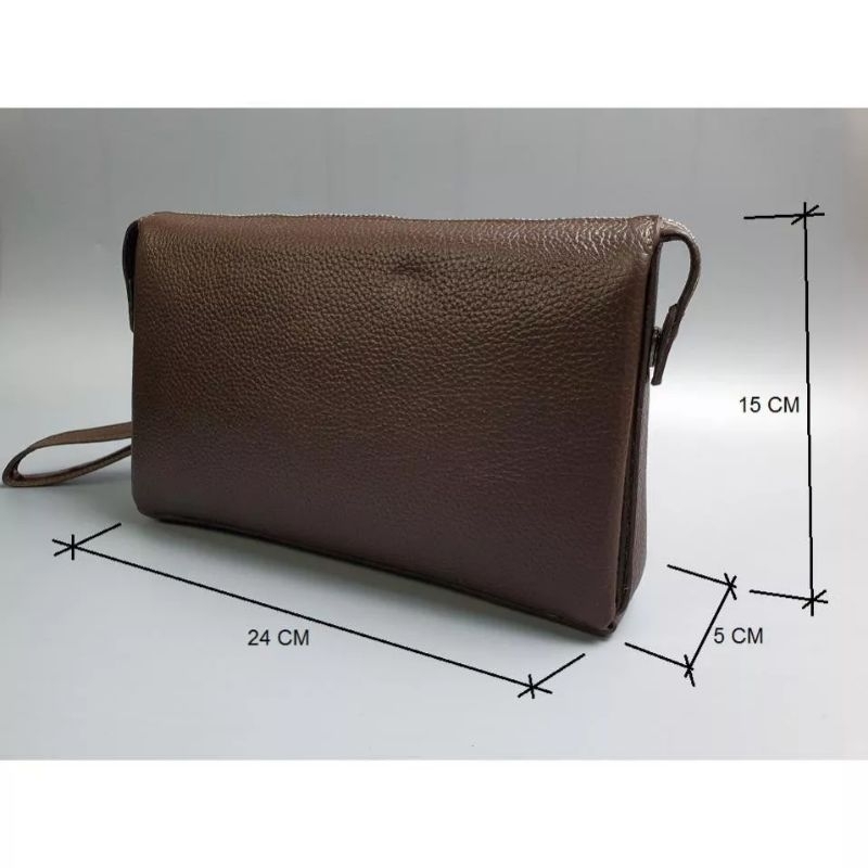 Clutch cầm tay da bò thật, ví cắp nách nam