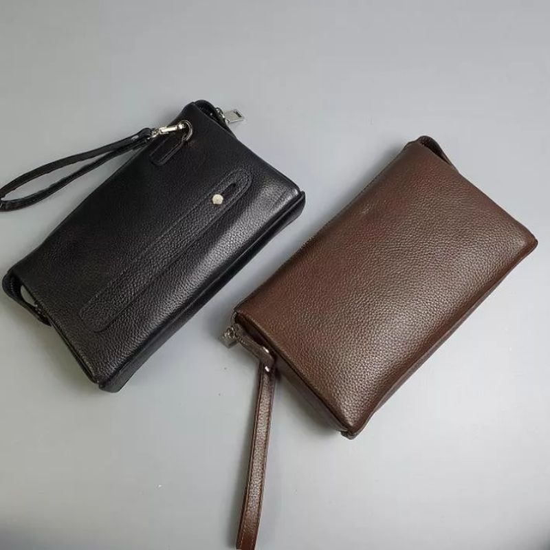 Clutch cầm tay da bò thật, ví cắp nách nam