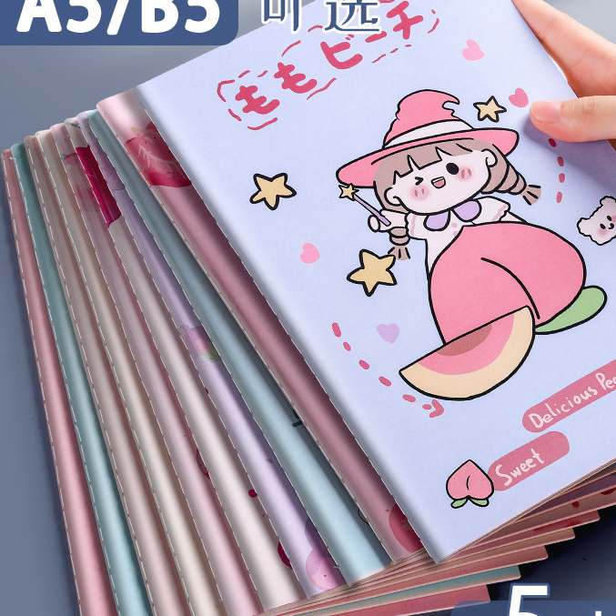 Sổ ghi chép A5  60 tờ in hình dễ thương - Kẻ ngang - Màu ngẫu nhiên