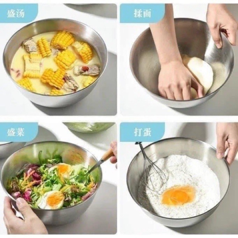 Set 3 Thau Trộn Inox | Trộn Slad🥗, Ướp Thịt🥩, Trộn Bột Làm Bánh👩🏻‍🍳