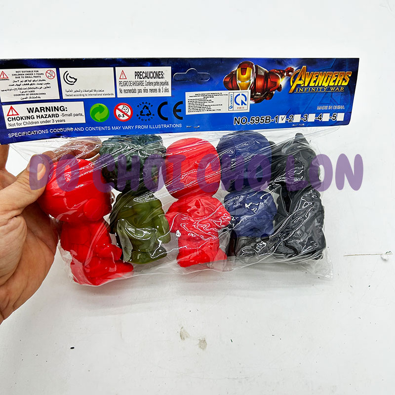 Đồ chơi 5 siêu anh hùng Super Heroes mềm bóp kêu CHÍT CHÍP - Đồ chơi Siêu Nhân 595B-1