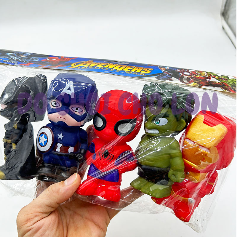 Đồ chơi 5 siêu anh hùng Super Heroes mềm bóp kêu CHÍT CHÍP - Đồ chơi Siêu Nhân 595B-1
