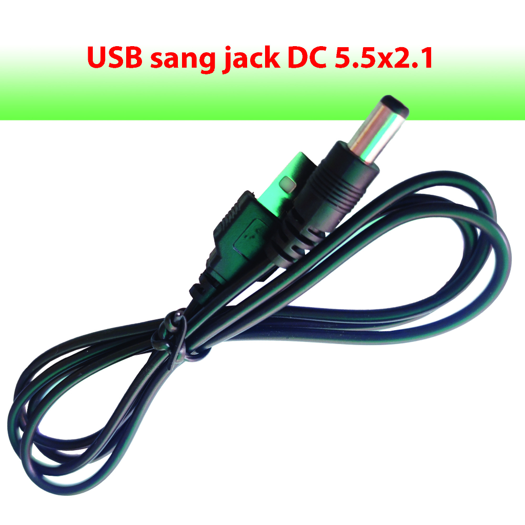 Dây USB sang DC 5.5×2.1 - Jack Chuyển USB Sang DC