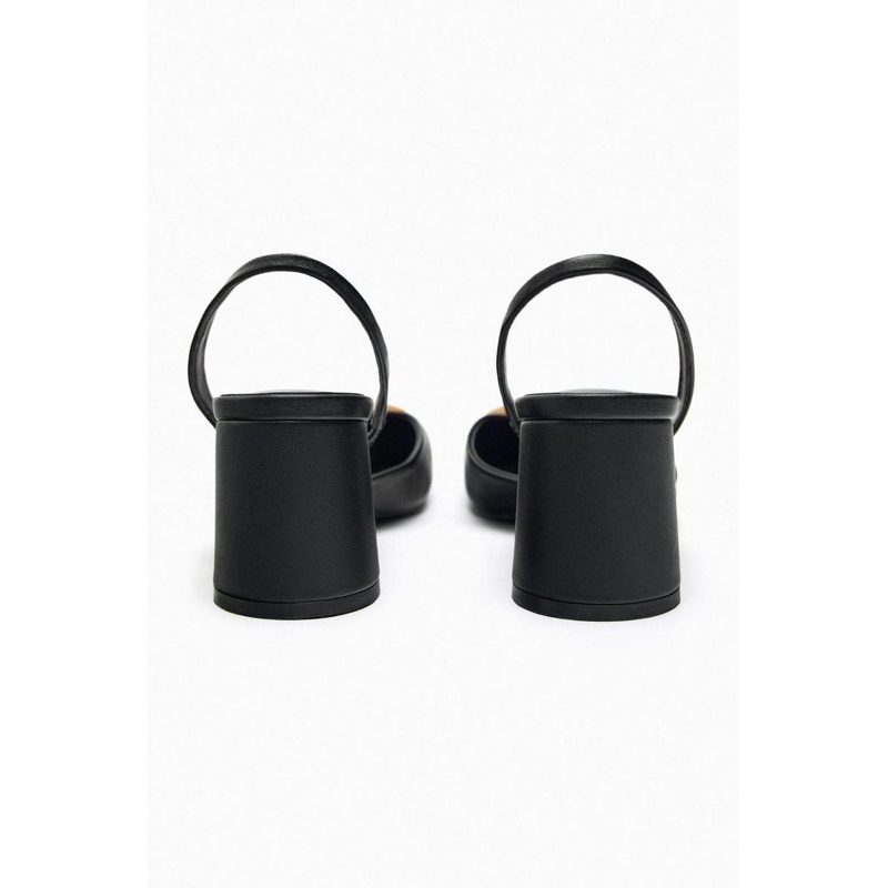 Giày sandal Z.r cao gót mũi vuông đính vàng sang chảnh đế trụ cao 6cm lạ mắt phong cách retro Pháp mới ra mắt 2023