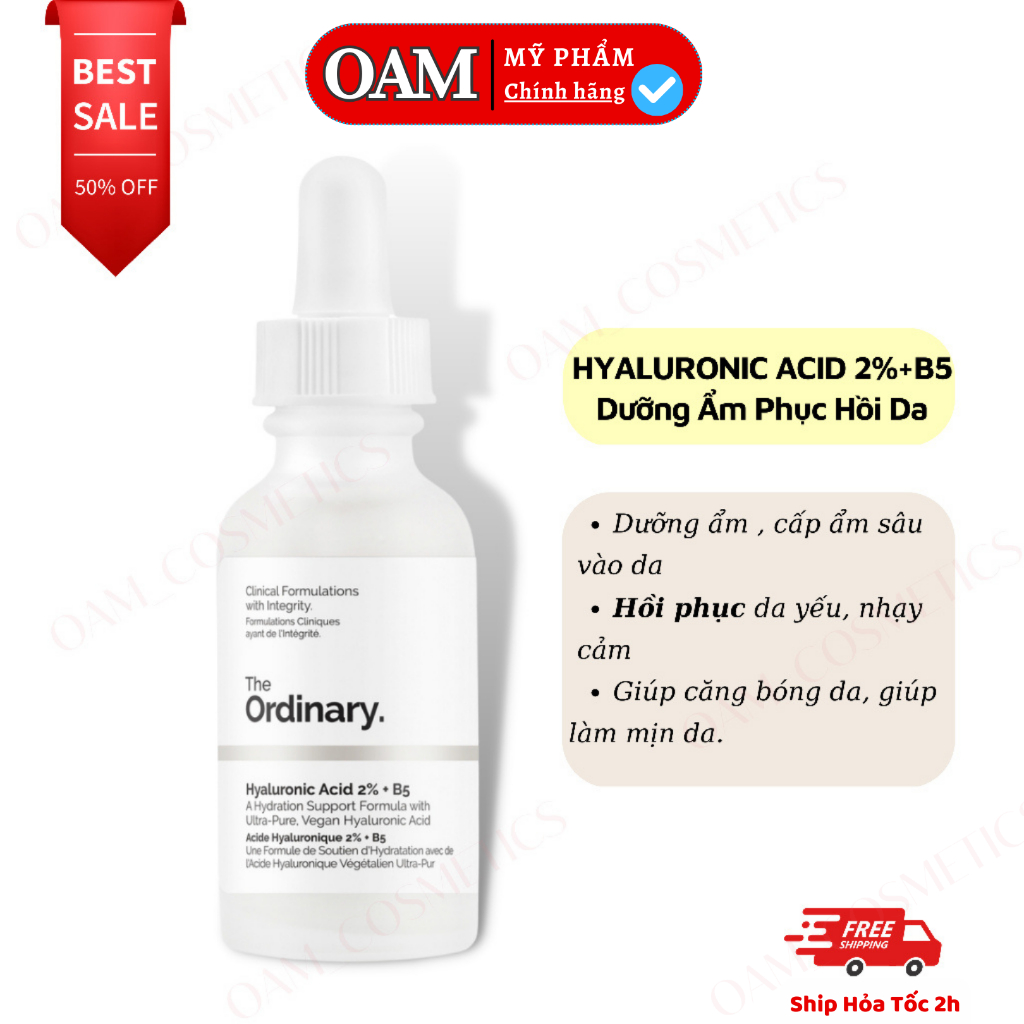 Serum cấp ẩm hồi phục Hyaluronic Acid 2% + B5 - The Ordinary