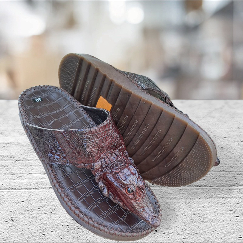 Dép xỏ ngón da cá sấu