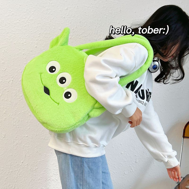 Túi Tote Xách Tay Phủ Bông Họa Tiết Hoạt Hình Disney Đáng Yêu Sức Chứa Lớn