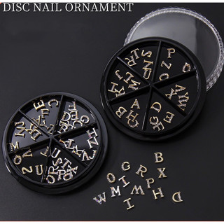Set phụ kiện trang trí móng tay charm kim loại chữ cái ABCD 26 viên