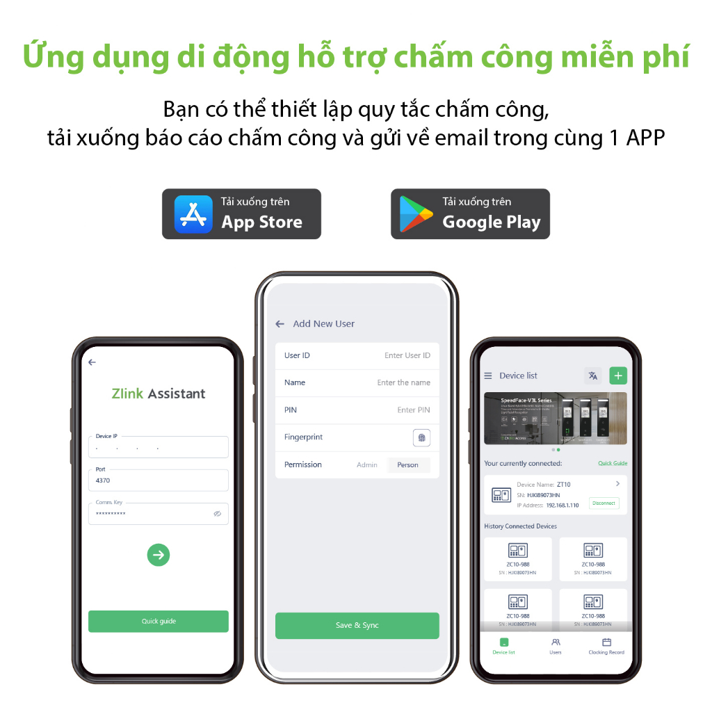 ZKTeco Máy Chấm Công Quét Vân Tay WL10 Bảo Hành 12 Tháng