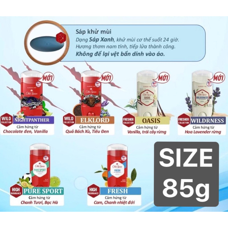 OLD SPICE Nhập khẩu Mỹ - Sáp khử mùi cho nam các hương 73G/85G