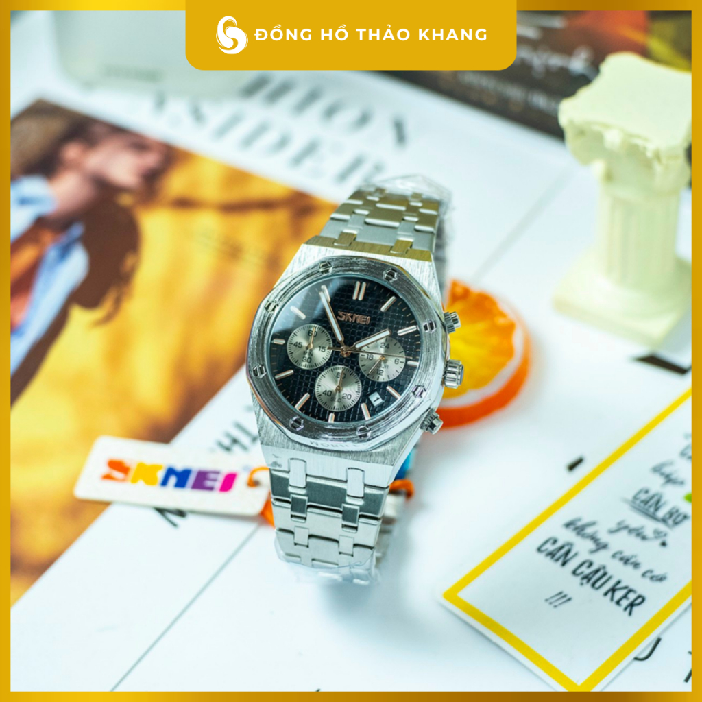 Đồng hồ nam Skmei 6 kim - Thiết Kế dây thép không gỉ, mặt kính Sapphire cao cấp - Chống Nước 3ATM