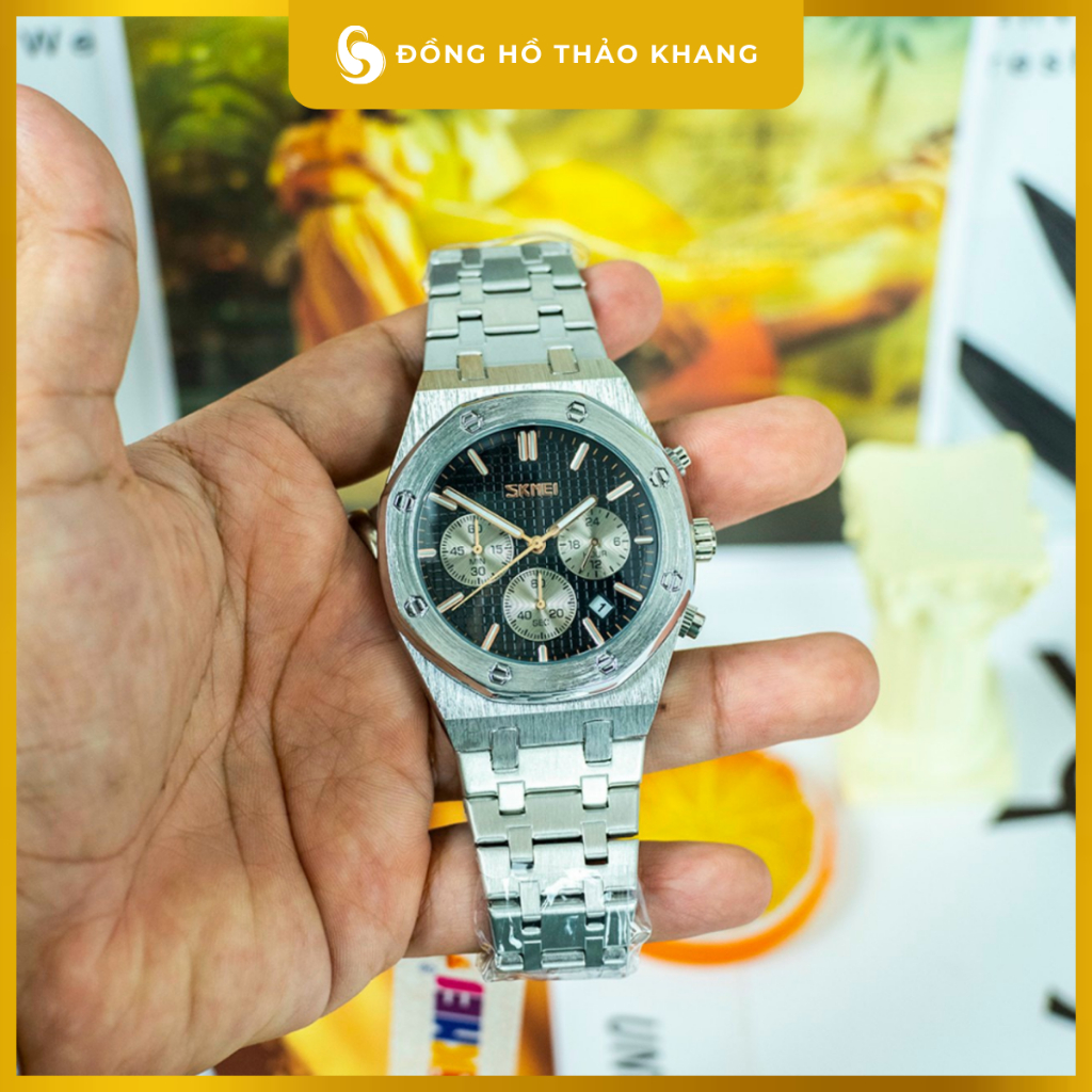 Đồng hồ nam Skmei 6 kim - Thiết Kế dây thép không gỉ, mặt kính Sapphire cao cấp - Chống Nước 3ATM