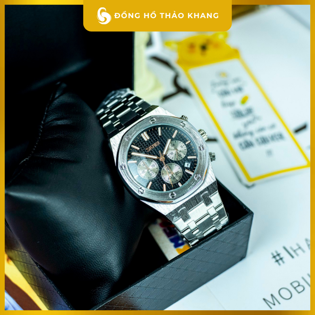 Đồng hồ nam Skmei 6 kim - Thiết Kế dây thép không gỉ, mặt kính Sapphire cao cấp - Chống Nước 3ATM
