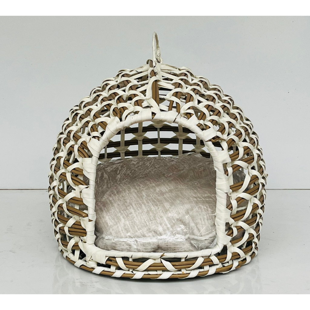 HASA- 2 mẫu nhà cho thú cưng đan họa tiết, có quai xách và đệm đi kèm, 100% handmade