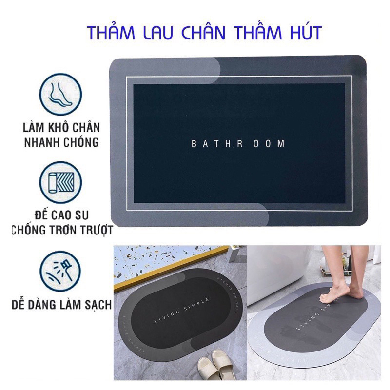 🗯️THẢM LAU CHÂN NHÀ TẮM SILICON SIÊU THẤM NƯỚC 60cm | THẢM NHÀ BẾP CHỐNG TRƠN TRƯỢT BATHROOM