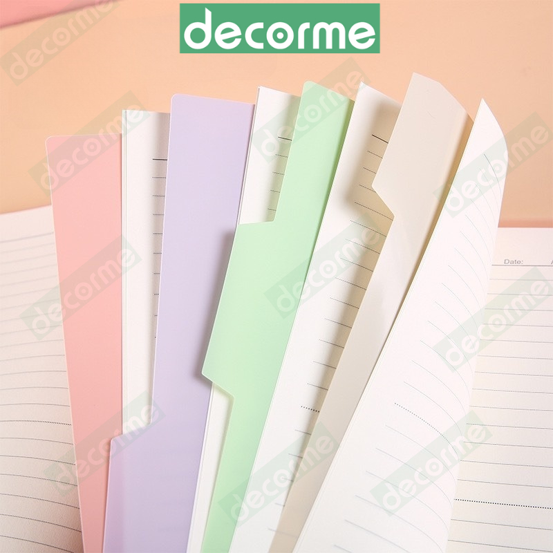 Tab phân trang Decorme set 4 tấm tab chia trang 4 màu pastel A5 B5 A4 20 26 30 lỗ bìa phân trang sổ còng nhiều màu