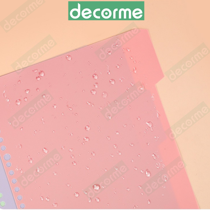 Tab phân trang Decorme set 4 tấm tab chia trang 4 màu pastel A5 B5 A4 20 26 30 lỗ bìa phân trang sổ còng nhiều màu