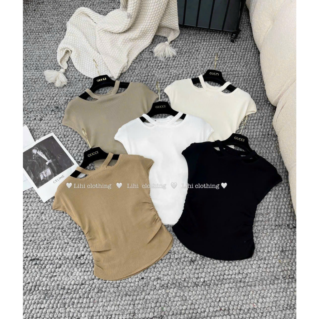 Áo len tăm tay hến dúm sườn hàng QCL1