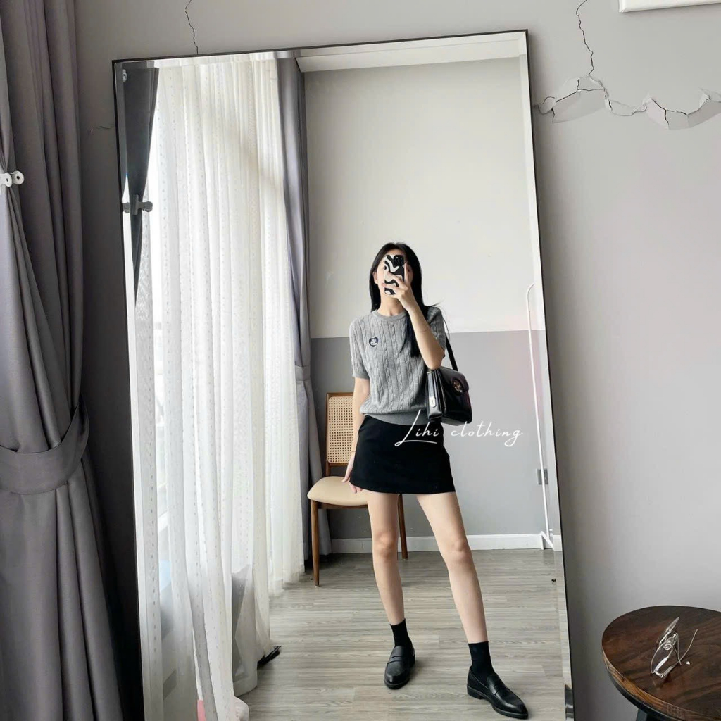 Áo len cộc tay thêu trái tim hàng QCL1