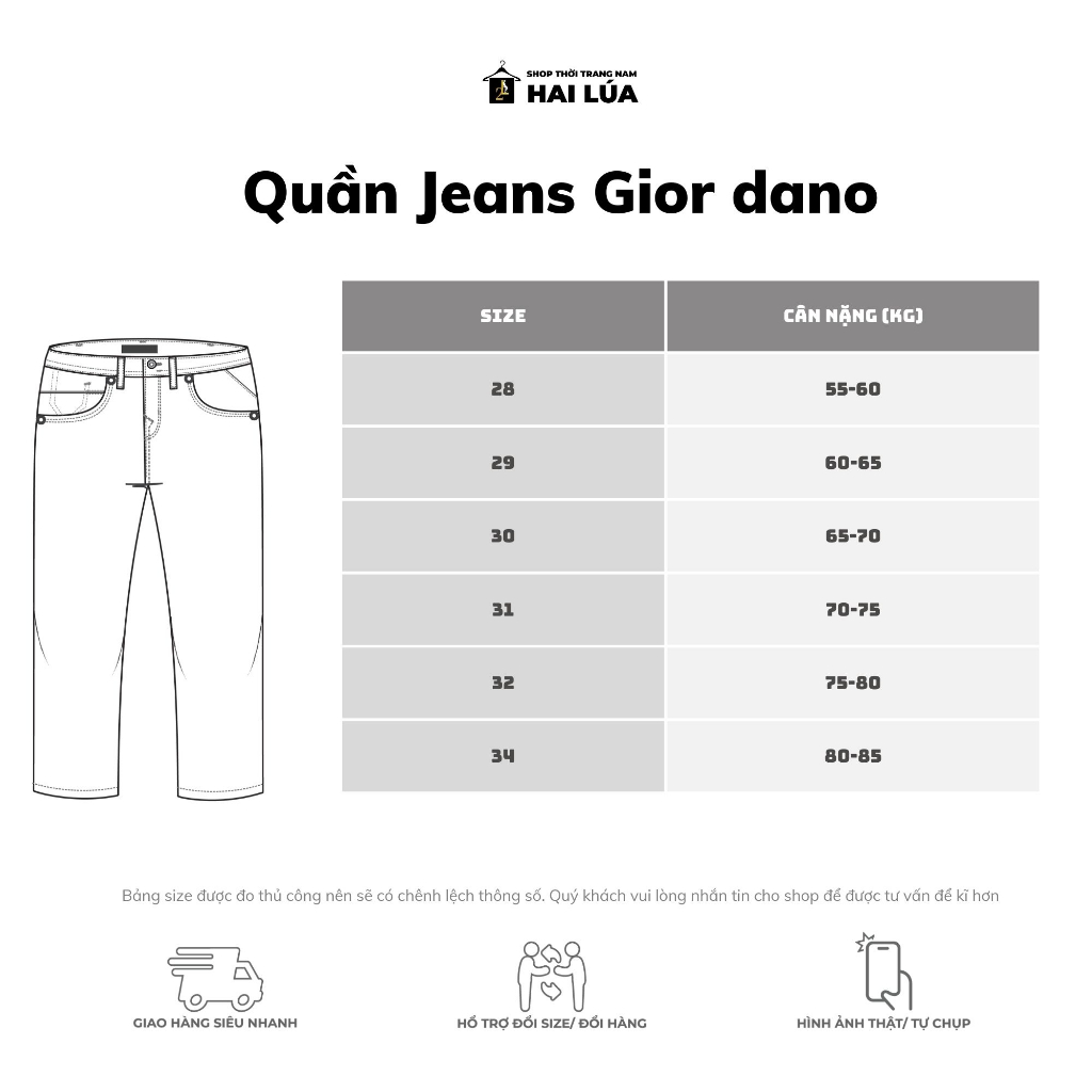 Quần jean dài nam xuất dư form dáng slimfit có size từ 28 đến 34