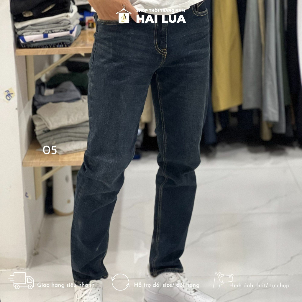 Quần jean dài nam VNXK, quần jean nam xuất dư Gior dan no, form dáng slimfit có size từ 55kg-85kg