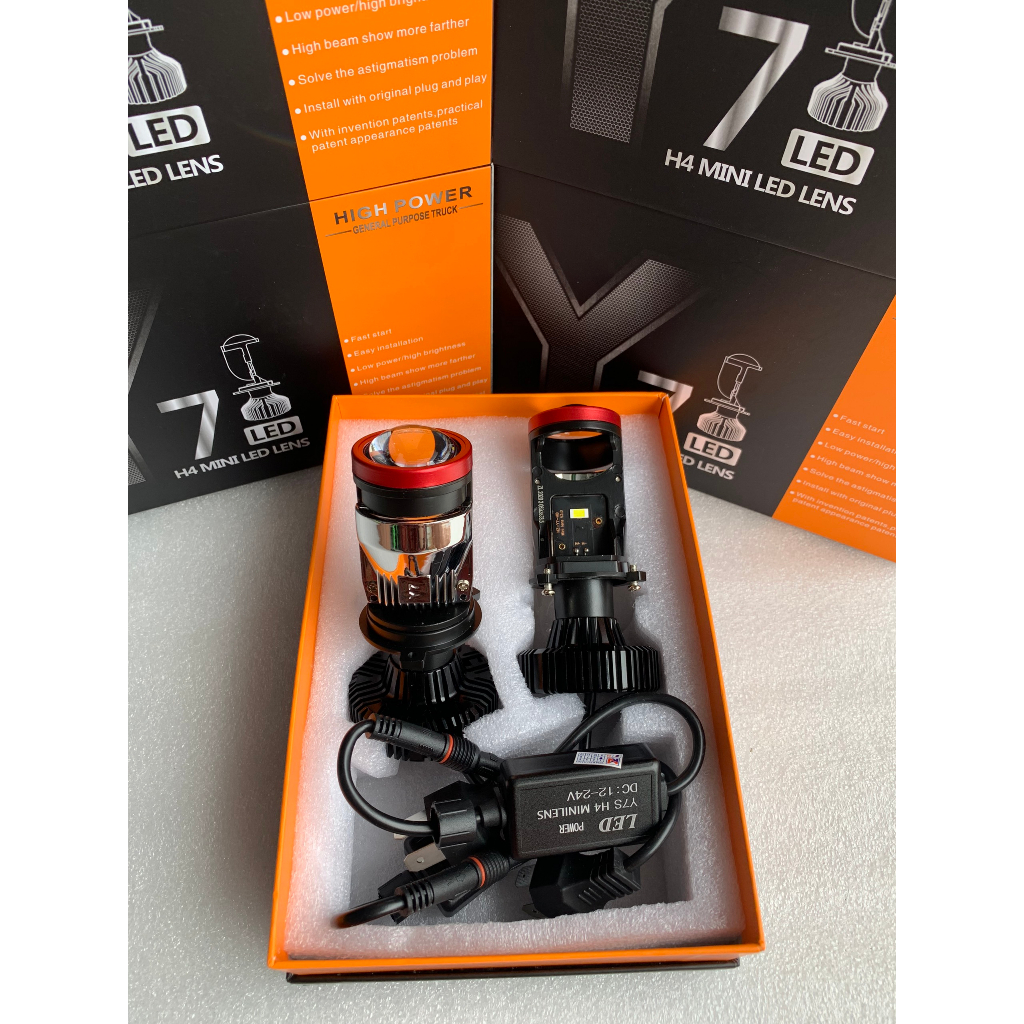 Bi cầu mini Y7S với 3 chế độ màu. chân h4 lắp oto - xe máy