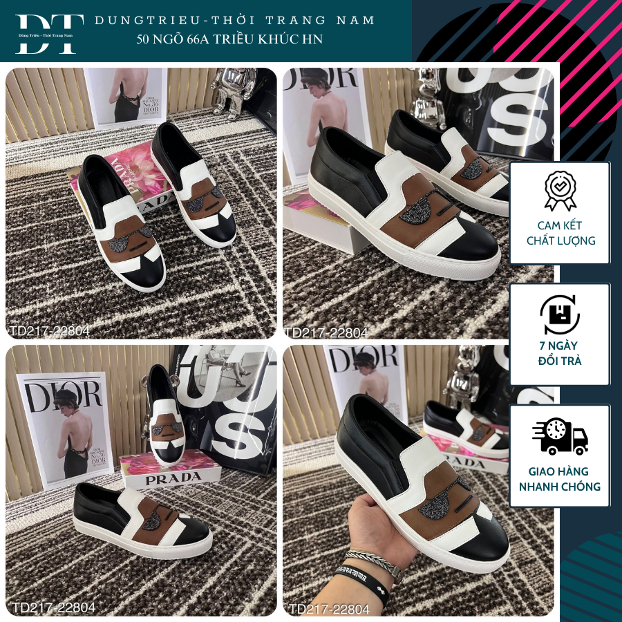 Giày lười Karl hình thêu siêu đẹp - Giày Karl nam màu nâu chủ đạo siêu đẹp