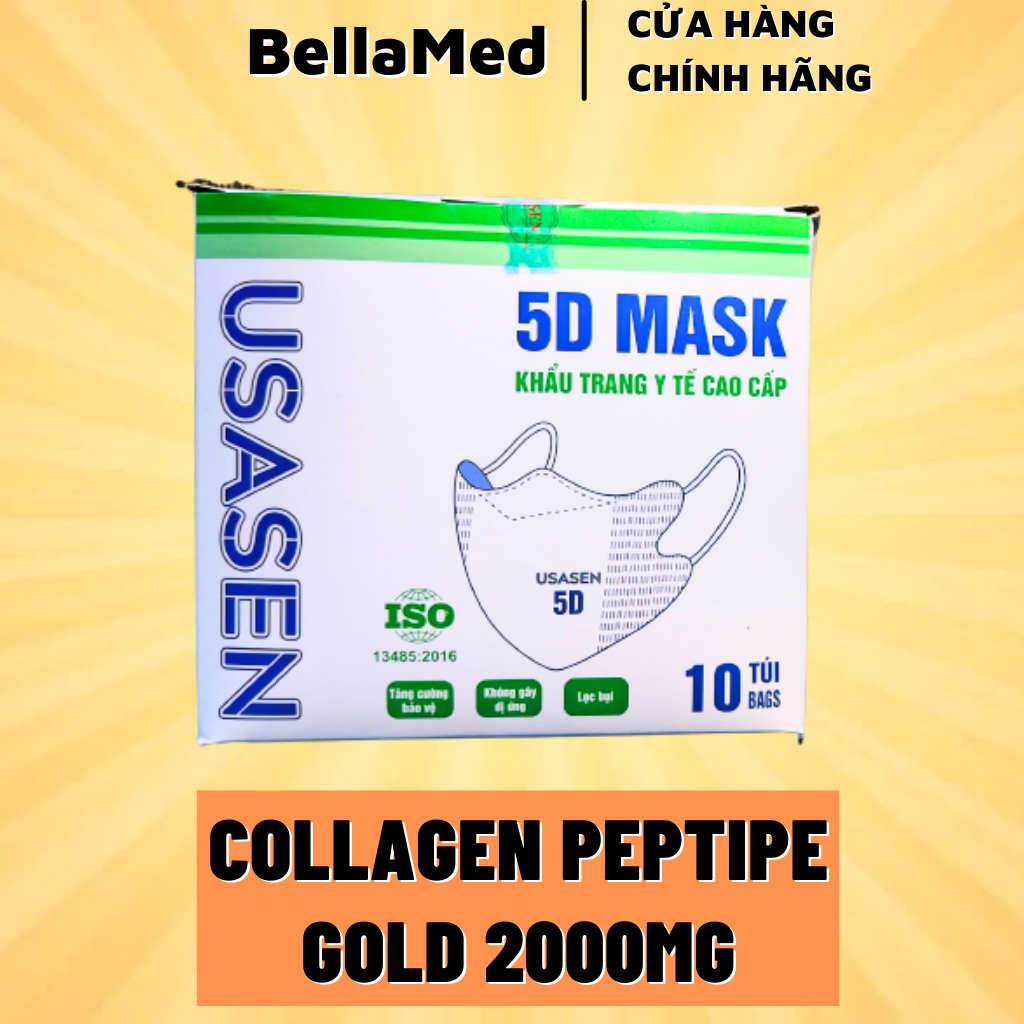 Khẩu trang 5D USASEN 3 lớp Vải Không Dệt, Giấy Kháng Khuẩn - Bịch 10 cái