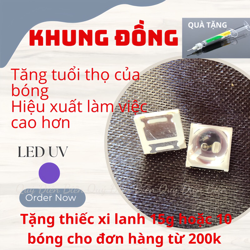 100 Bóng UV Led Bước Sóng Kép cho máy hơ loại sịn KHUNG ĐỒNG
