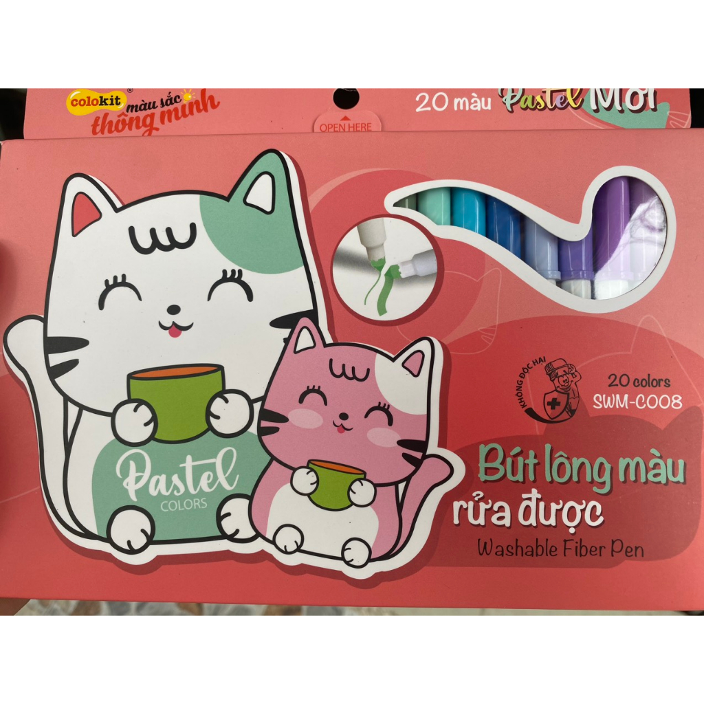 Sốc 26+28/10  Bút lông 20 màu Pastel Washable Fiber Pen SWM-C008 - màu rửa được