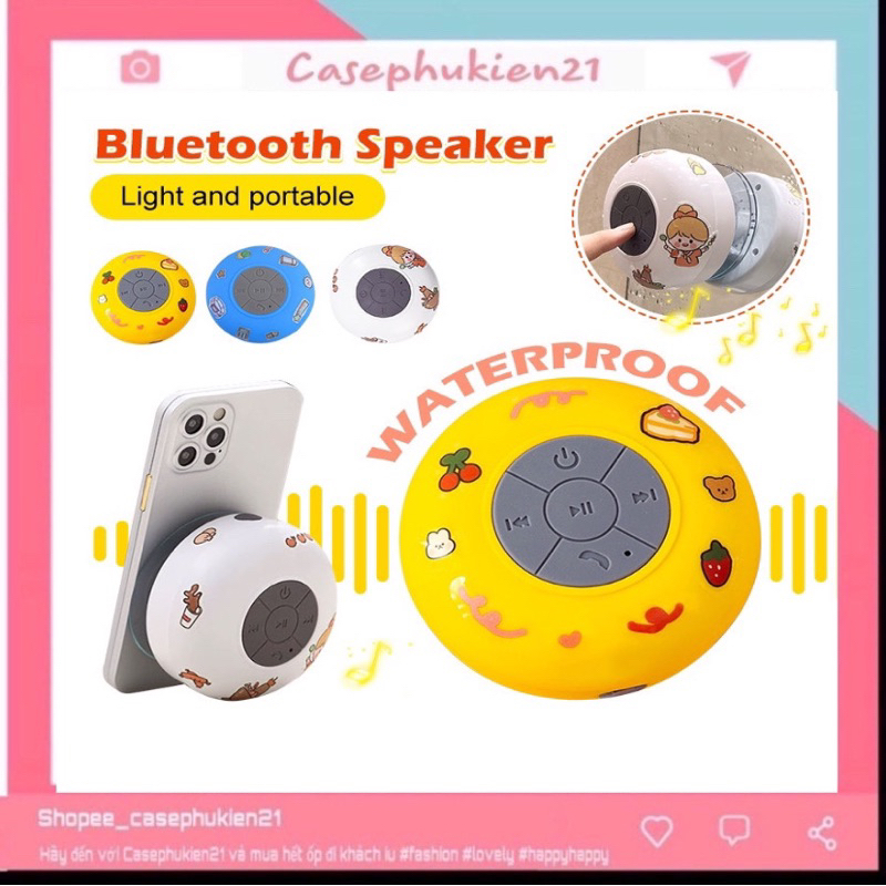 Loa Bluetooth Chống Nước FREESHIP Loa Mini Không Dây Gắn Tường, Nhà Tắm tặng kèm miếng dán Sticker Cute