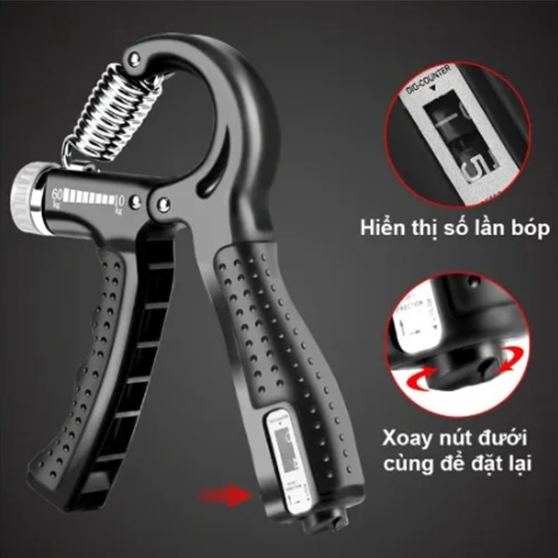 Kìm Bóp Tay, Dụng Cụ Tập Gym Tại Nhà Điều Chỉnh Lực 5-60kg, Đếm Số Chính Xác, Chất Liệu Silicon Chống Trượt, Nhỏ Gọn Tiệ