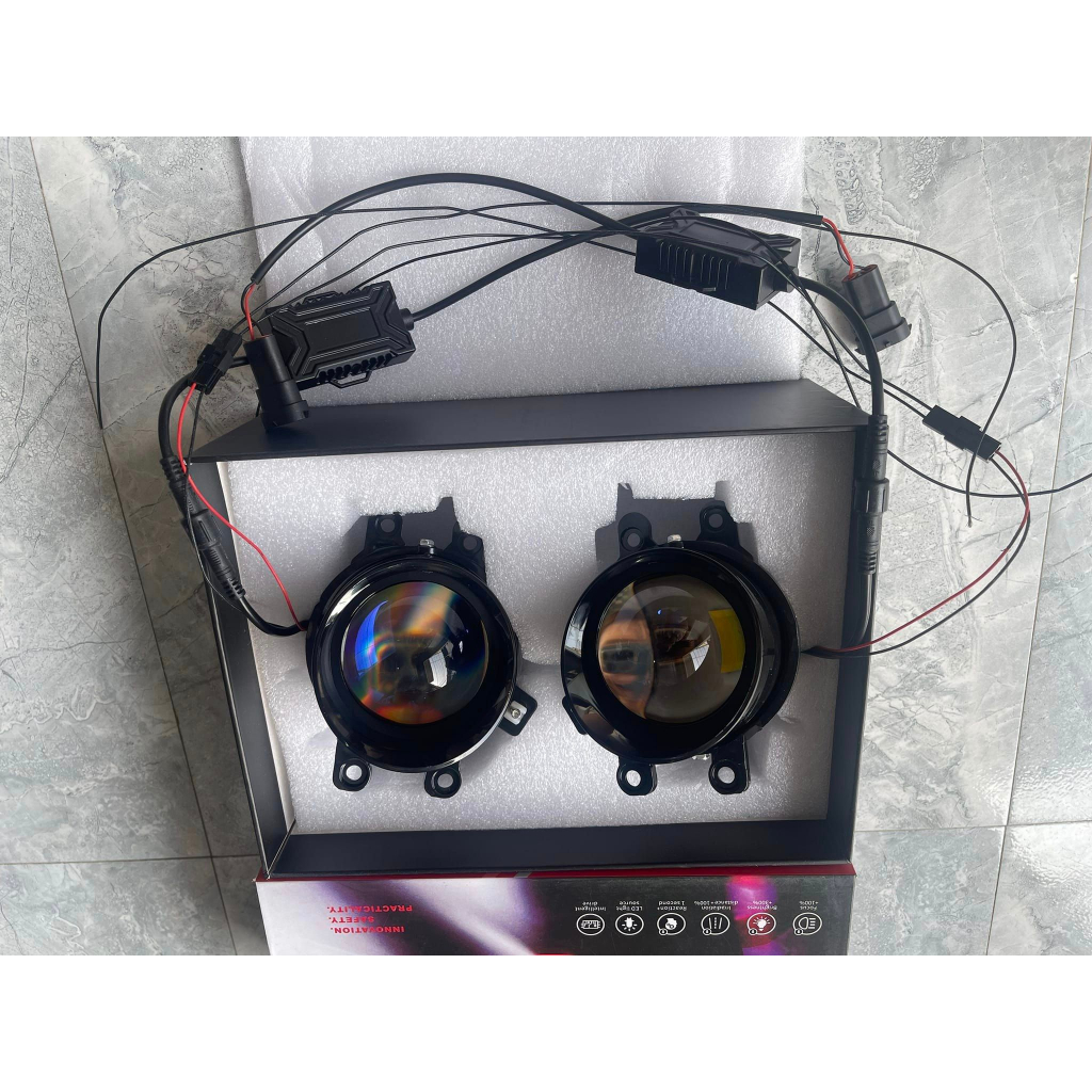 Đèn bi cầu led gầm oto g38 3 màu. 3.0 inch siêu sáng