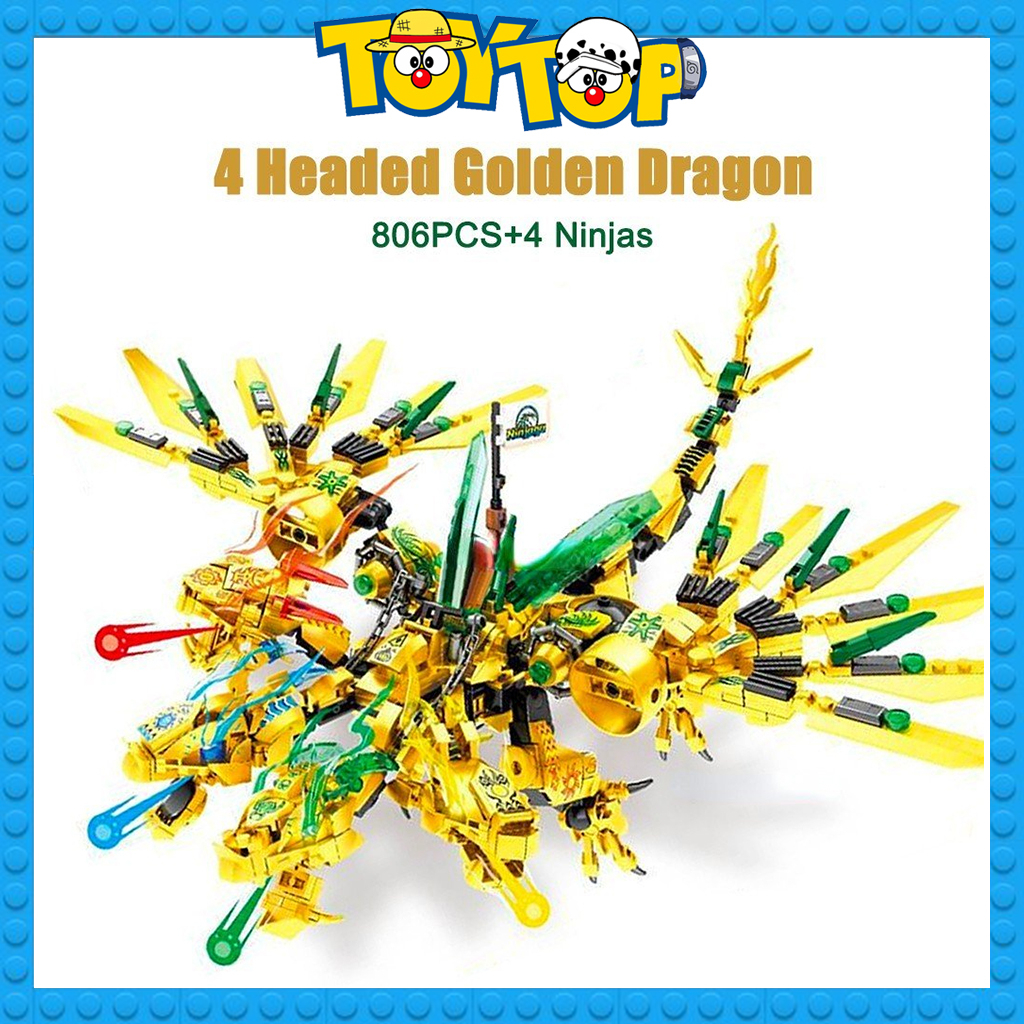 Đồ chơi mô hình lắp ráp Rồng vàng ninja huyền thoại bốn đầu xếp hình LY 68207