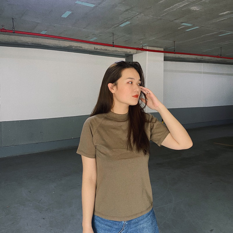 Baby Tee - Áo Thun Trơn Basic màu Cacao dễ phối đồ chất liệu cotton 250gsm thấm hút mồ hôi tốt