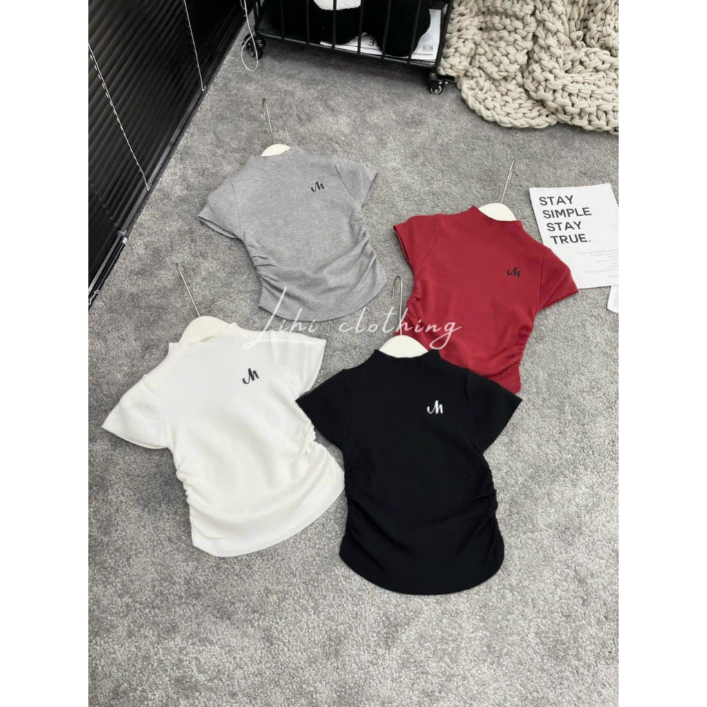 Áo cổ cao len tăm  dúm sườn hàng QCL1