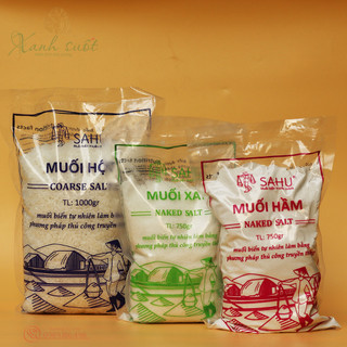 Combo 3 túi muối hột/ muối xay sahu sahu coarse salt muối biển tự nhiên - làm theo phương pháp truyền thống
